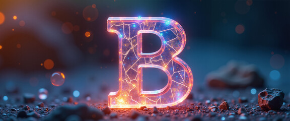 Futuristic letter "B" in vibrant colors for modern design