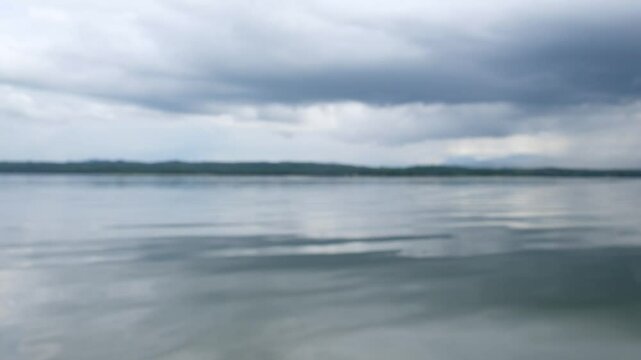 Beautiful view of the lake when we ride the boat from the Henferd Land tourist attraction, Kampar Regency, Riau, Indonesia.