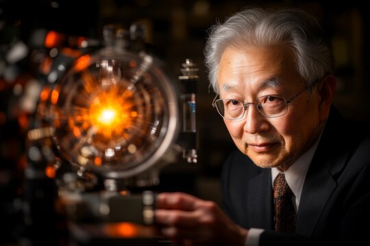 A physicist analyzing the double-slit experiment, studying quantum wave-particle duality
