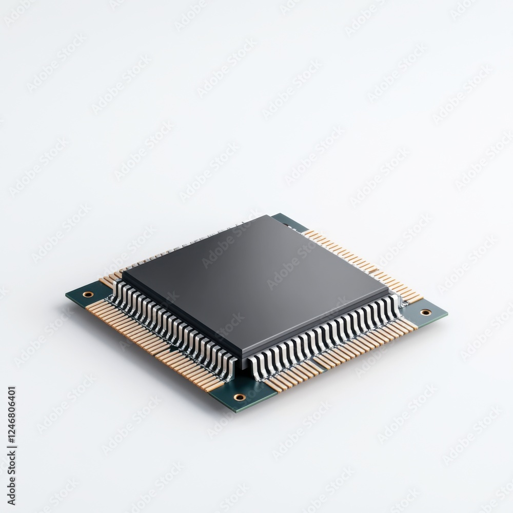 Poster modern microchip isolated on clean white background for technology and innovation concepts