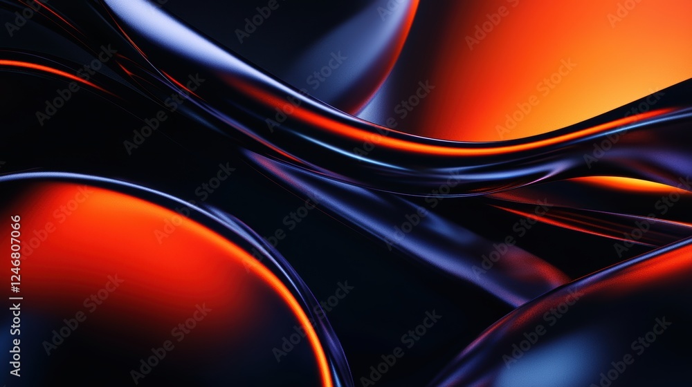Poster stunning abstract composition of glowing orange and blue light streams, creating a sense of speed an
