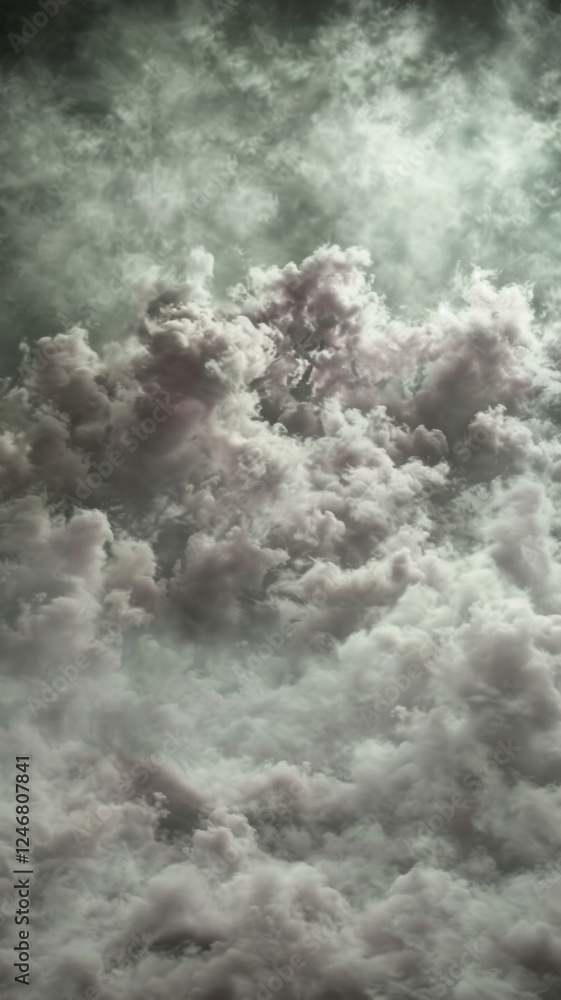 Poster a dramatic view of swirling clouds, illuminated by ethereal light, creating a mystical atmosphere in