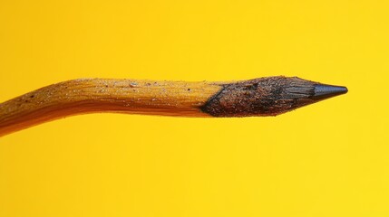 Flexible pencil . Isolated on yellow background. Bending pencil