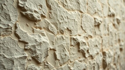 Naklejka premium Cream-colored textured wall with a rough, stone-like appearance, ideal for backgrounds and design projects