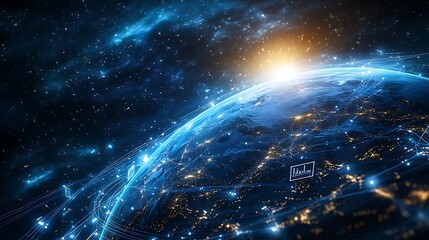 Illuminated Earth from Space with Digital Connections