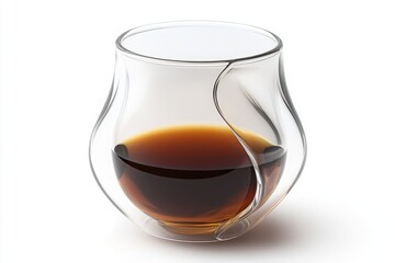 Modern Clear Glass Cup with Coffee Beverage and Unique Design