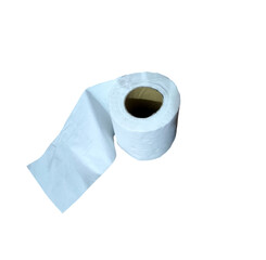 White toilet paper roll opened ready for use isolated on white background, cut out , hygiene solution 