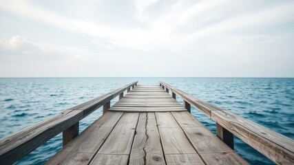 Obraz premium Wooden pier extending into tranquil ocean water under a calm sky