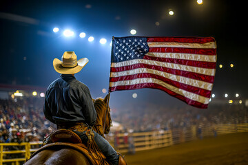American Spirit on Display: Majestic Horseback Presentation of the American Flag at the Denver Rodeo, January 28, 2024