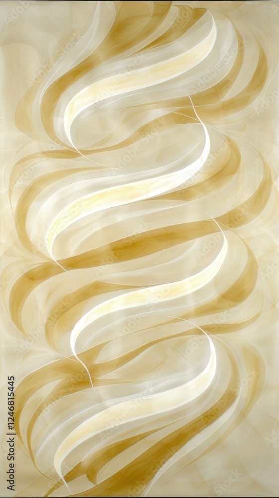 Poster a swirling abstract design with soft beige and cream colors, creating a sense of movement and flow.