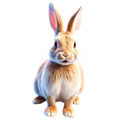 Obraz premium Rabbit in Natural Pose, Isolated on White Background