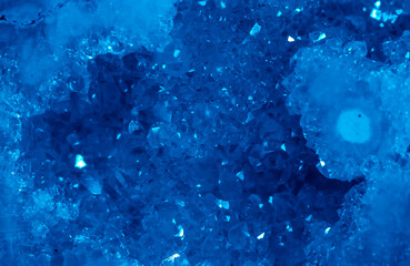 Blue Crystal Mineral Stone. Gems. Mineral crystals in the natural environment. Texture of precious...