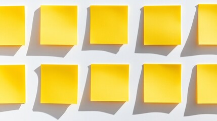 Yellow Blank Memo Sticky Notes Paper with shadow isolated on white background with clipping path. Simple Square Geometry form. Digital Art High resolution PNG