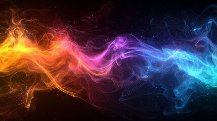 Fototapeta premium Vibrant Abstract Colorful Smoke Waves on Dark Background