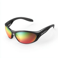 Stylish black sunglasses with mirrored lenses designed for outdoor activities and sports during bright sunny days
