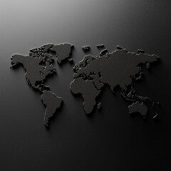 Black World Map Made of Dots on Black Background – Flat Lay Composition for Creative and Modern Design"