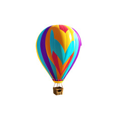 Fototapeta premium Colorful Hot Air Balloon in Flight – Isolated on White Background