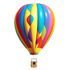 Colorful Hot Air Balloon in Flight – Isolated on White Background
