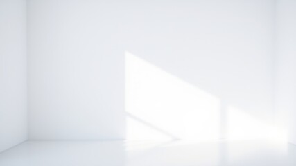 Bright Sunlight Illuminating a Minimalist White Room Corner