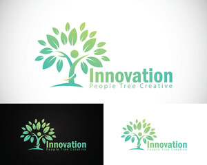 people tree logo creative design concept innovation smart natural