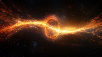 Cosmic Orange Swirl with Radiant Energy in Deep Space