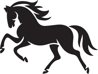 running Horse silhouette vector illustration black and white