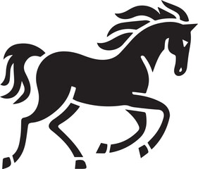 running Horse silhouette vector illustration black and white