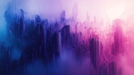 Pixelated purple and blue art isolated on a transparent or white background. 