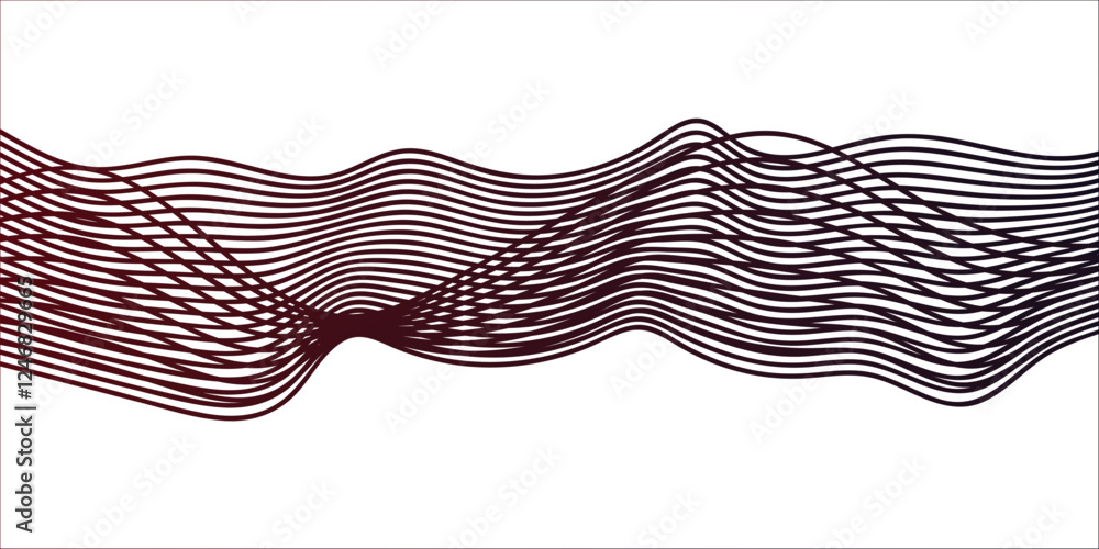 Poster abstract black and white vector wave  . Curve wave seamless pattern. Line art striped graphic template black and white wavy stripes background Vector wave lines flowing dynamic color black isolated on
