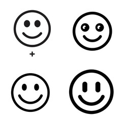 Fototapeta premium Four smiling face icons in different styles on a white background for emotion concept