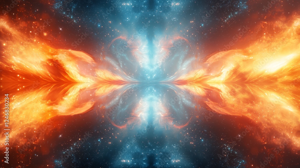 Poster luminous celestial explosion in deep space vortex realm