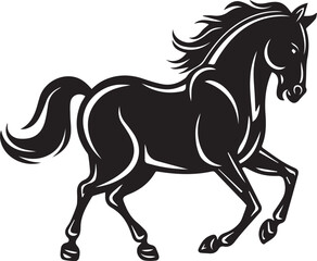 running Horse silhouette vector illustration black and white