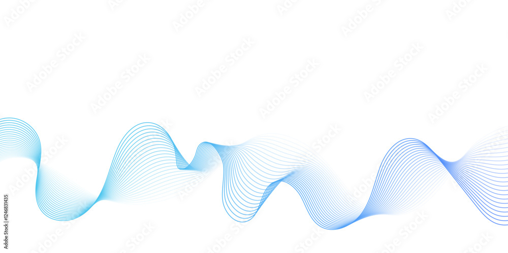 Leinwandbilder Smooth wave abstract vector background layout design.background image with dynamic curves.Abstract blue futuristic blend waves lines technology background and sound wave lines on white background.	
