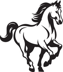 running Horse silhouette vector illustration black and white