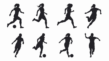 Woman Football Player Silhouette Vector Illustration