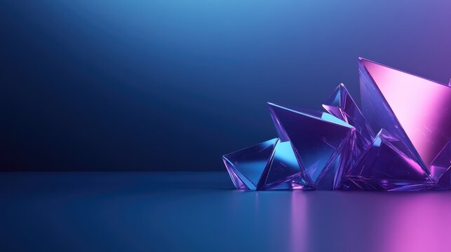 dynamic arrangement of abstract triangles with edges and vibrant gradient lighting creating bold visual