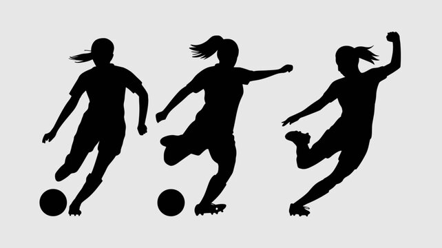 Soccer Player Silhouette Icons Set for Women - Powered by Adobe
