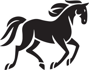 running Horse silhouette vector illustration black and white