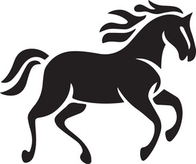 running Horse silhouette vector illustration black and white