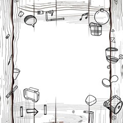 Rustic Hand-Drawn Art on Distressed Woodgrain