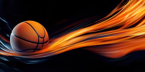 Fototapeta premium Fiery Basketball Abstract: Dynamic Sport Design with Orange and Black Hues