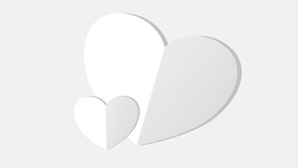 white heart shape paper cut on the gray pastel background. Space for text. blank zone for fill text or font. valentine day festival.