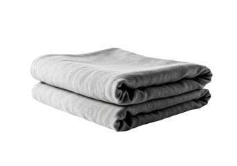 Folded Gray Blanket With Textured Fabric On Transparent Backgrou