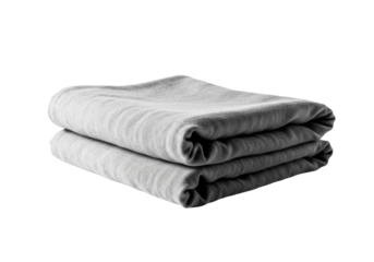 Folded Gray Blanket With Textured Fabric On Transparent Backgrou