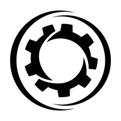 Gear silhouette vector icon,simple minimalist and modern design,isolated on white background,can be for signs or logo
