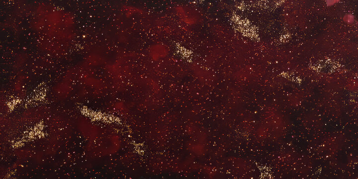 A deep ruby red glitter background, with sparkling particles reflecting gold highlights. The bold, luxurious colors and shimmering effect make it ideal for elegant event invitations, fashion ads, or