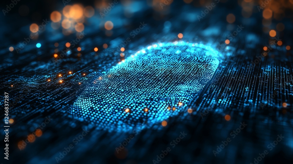 Poster digital fingerprint on a data circuit background