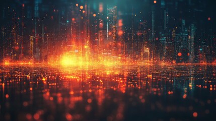 Fototapeta premium Futuristic Cityscape Digital Dawn