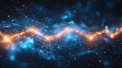 Fototapeta premium Abstract Cosmic Nebula Blue and Orange Energy Wave