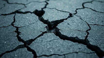 Obraz premium Close-up view of cracked earth, showing texture and detail of arid land